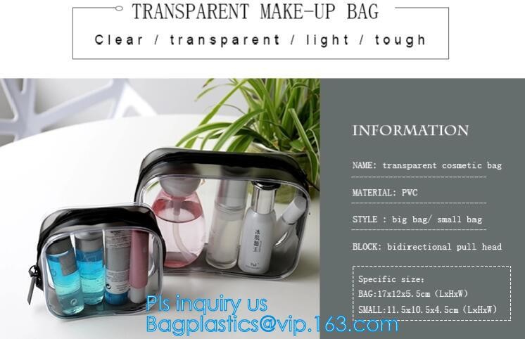 Travel Portable PVC Transparent Waterproof Cosmetic Bag Women Makeup Toiletry Bags, PVC Cosmetic Pouch, PVC Makeup Bag,