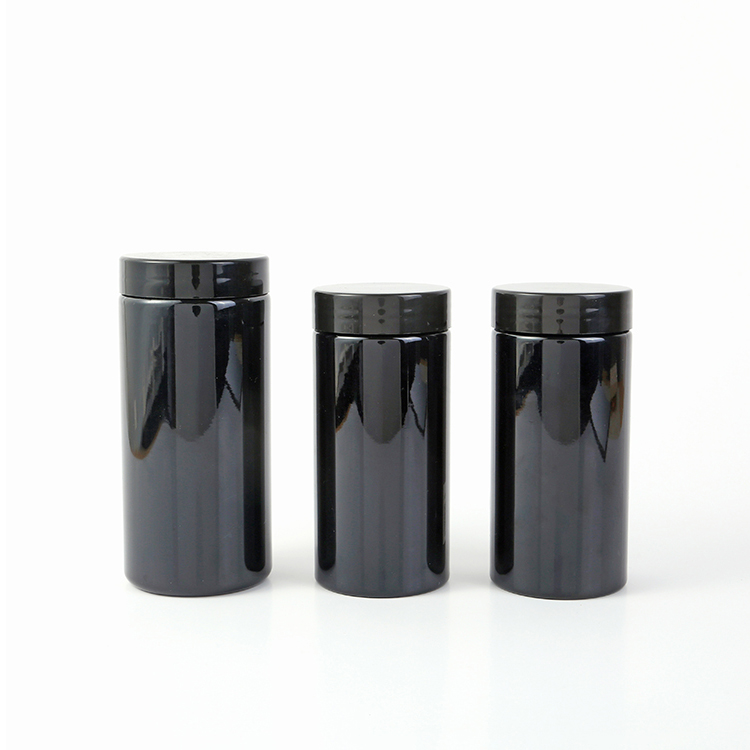 4oz 5oz 6oz 8oz Empty Black HDPE Tablet Capsule Bottle with Pull-Ring Flip Cap Customized Colors and Durable Material
