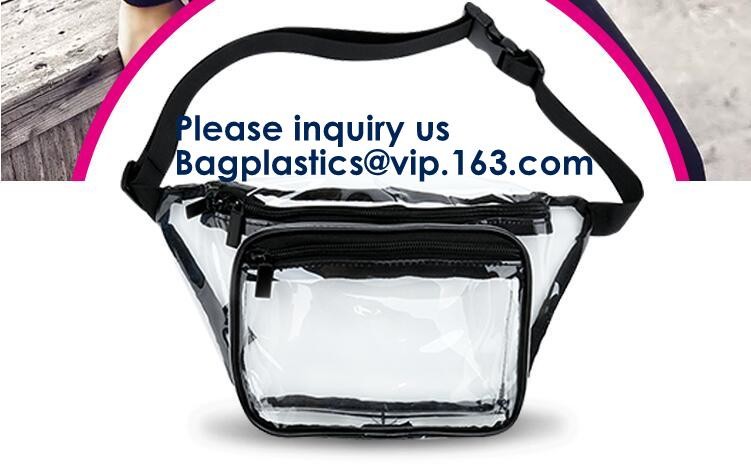 Beach Bag Clear PVC Bag Tote With Inner Pocket And Zipper Closure,PVC Bag Beach Tote With Black Handles, Bagease