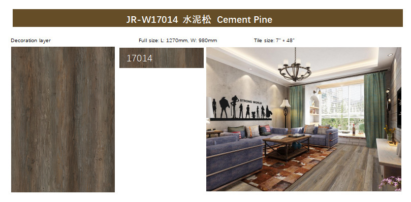 Anti Polluting SPC Click Flooring Ultraviolet Resistant Unilin Click Cement Pine Burlywood Wood Grain GKBM JR-W17014