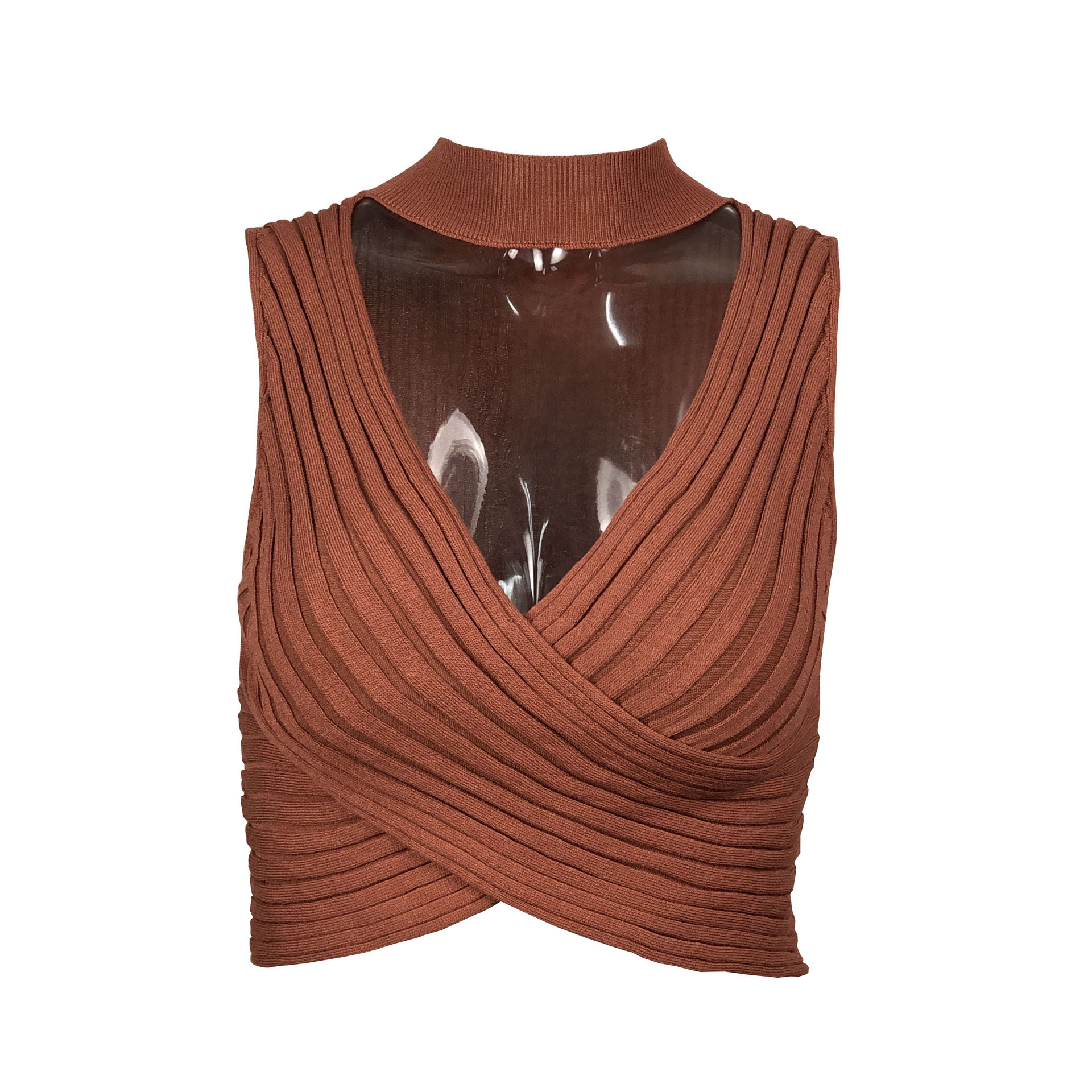 Hanging Neck Sleeveless Sexy Women's Knitted Tank Top