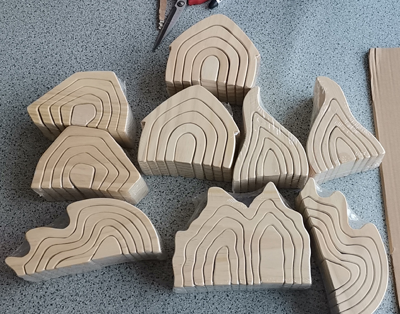 Rainbow 35.5cm Coloured Wooden Building Blocks Large Baby