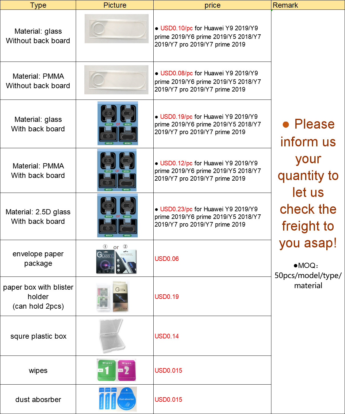 Anti Scratch High Definition Mobile Camera Lens Protector for Y9 Y7 Y6 PRO Y5