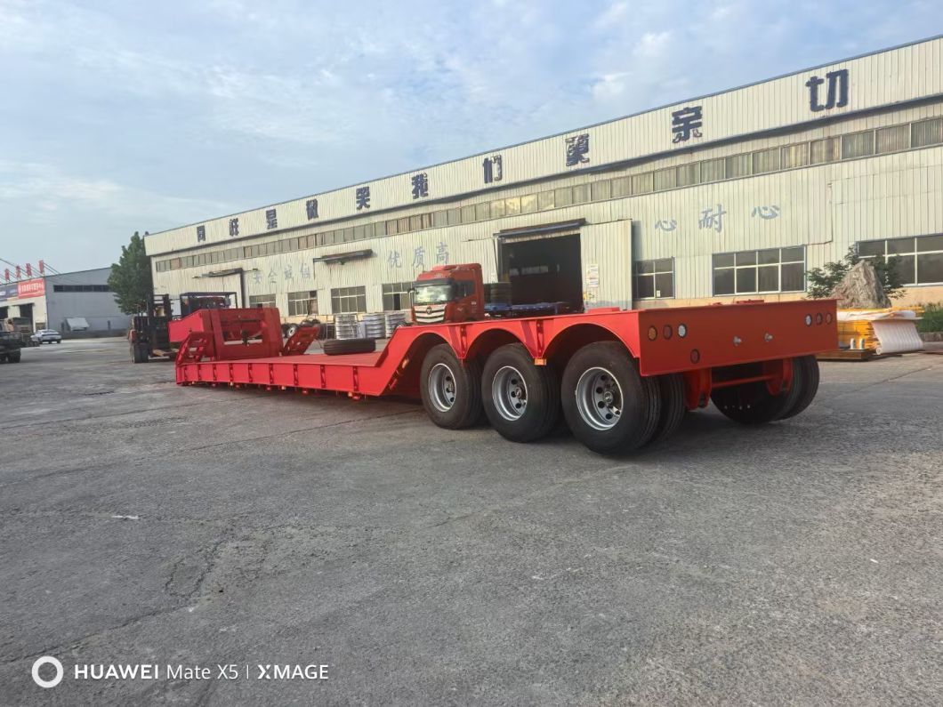 3 Axles 4 Axles 70 80 Ton Lowbed Semi Trailer Low Loader Transport Heavy Duty Equipment Extendable Lowboy Trailer