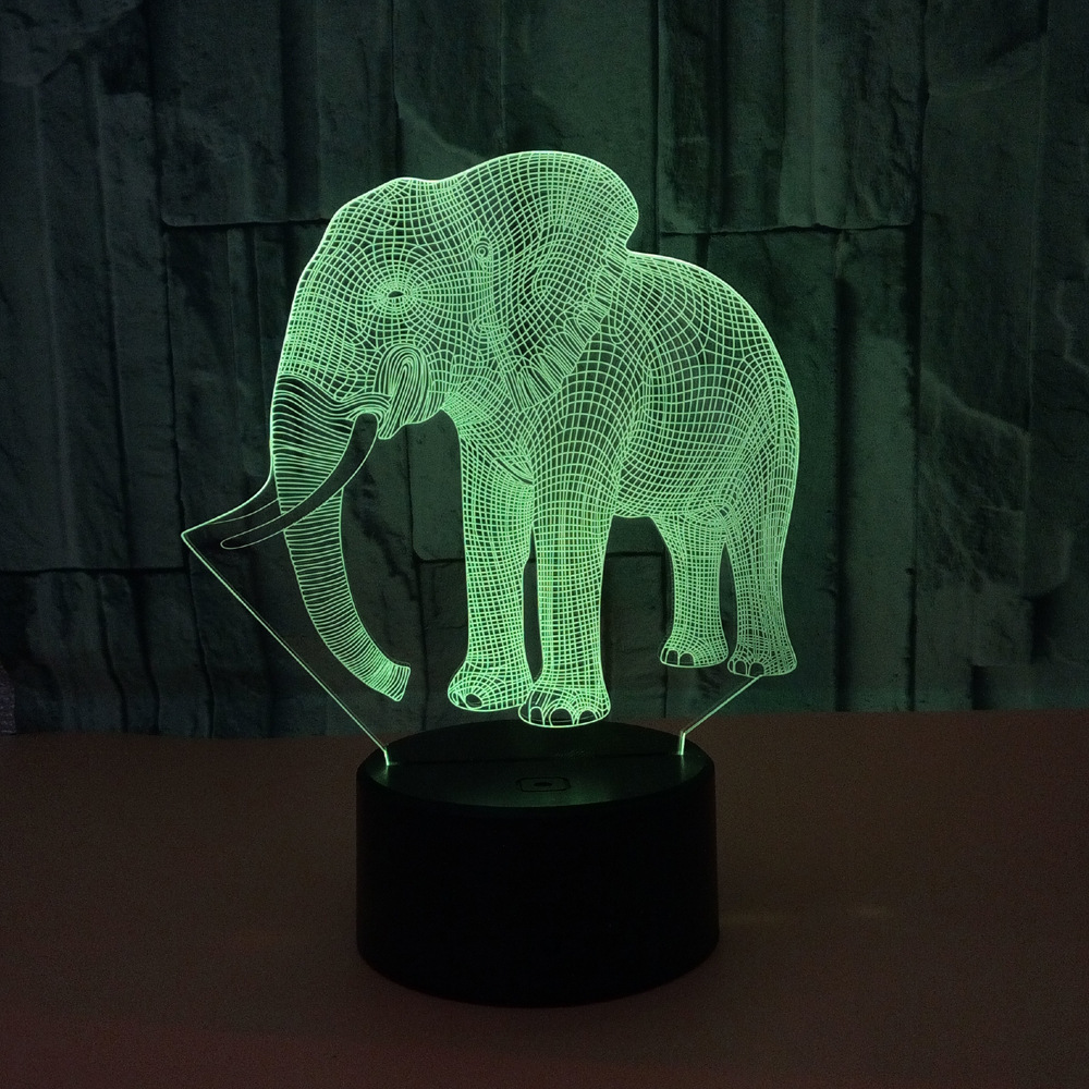 New elephant 3D night light Colorful touch LED visual light Gift atmosphere 3D small table lamp