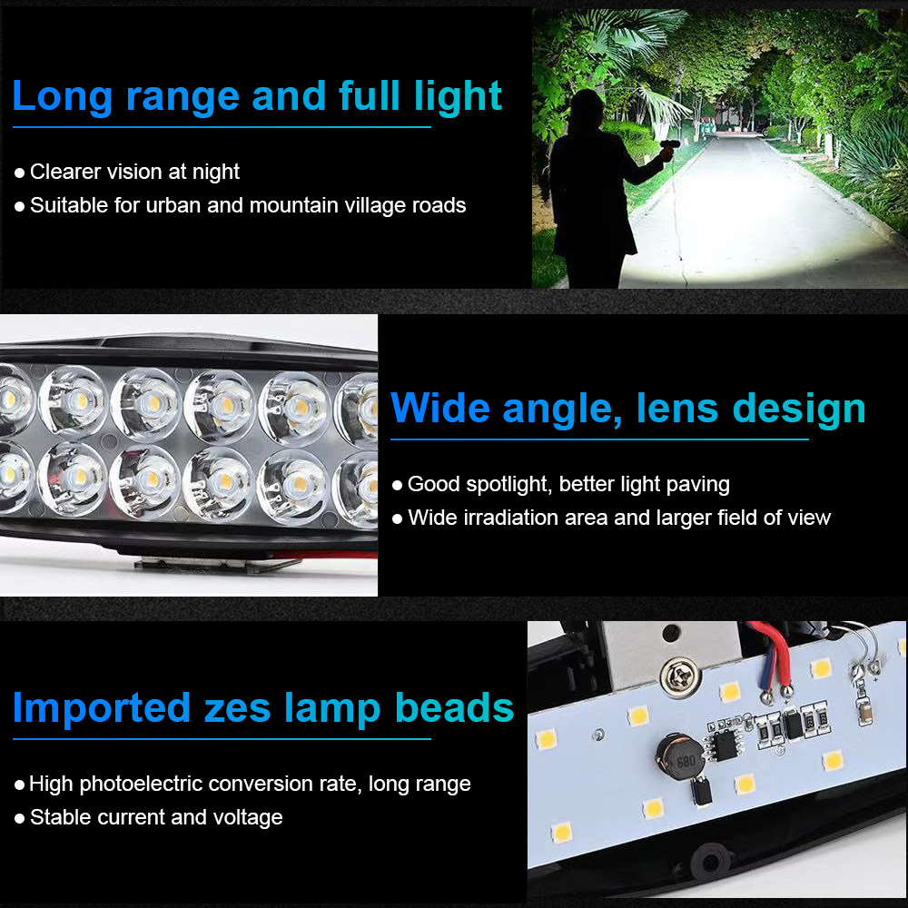 White Flash 16 Beam 12V 24V Auxiliary Headlight Motorbike LED Light