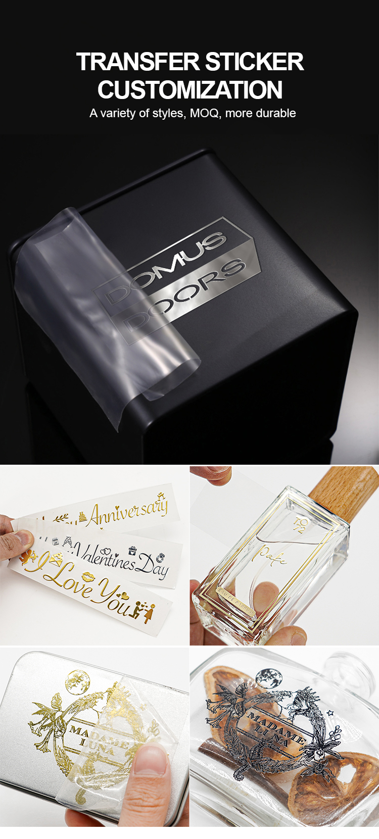 Custom Waterproof Adhesive Metal Transfer Sticker For Boxes Customized Size And Color