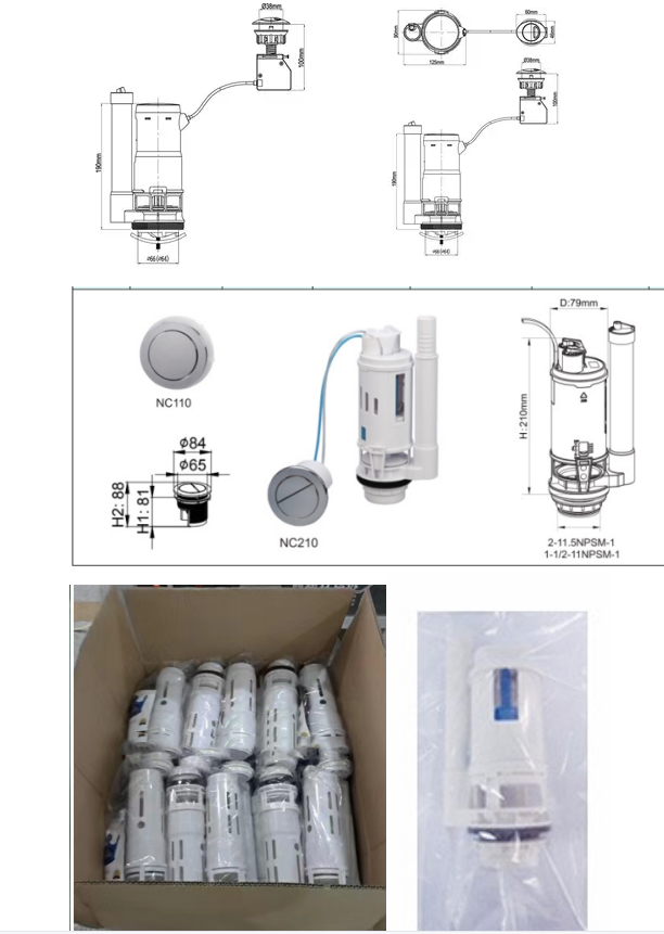 Modern Design Style Adjustable Height Dual Flush Valve For Bathroom Toilet Water Tank