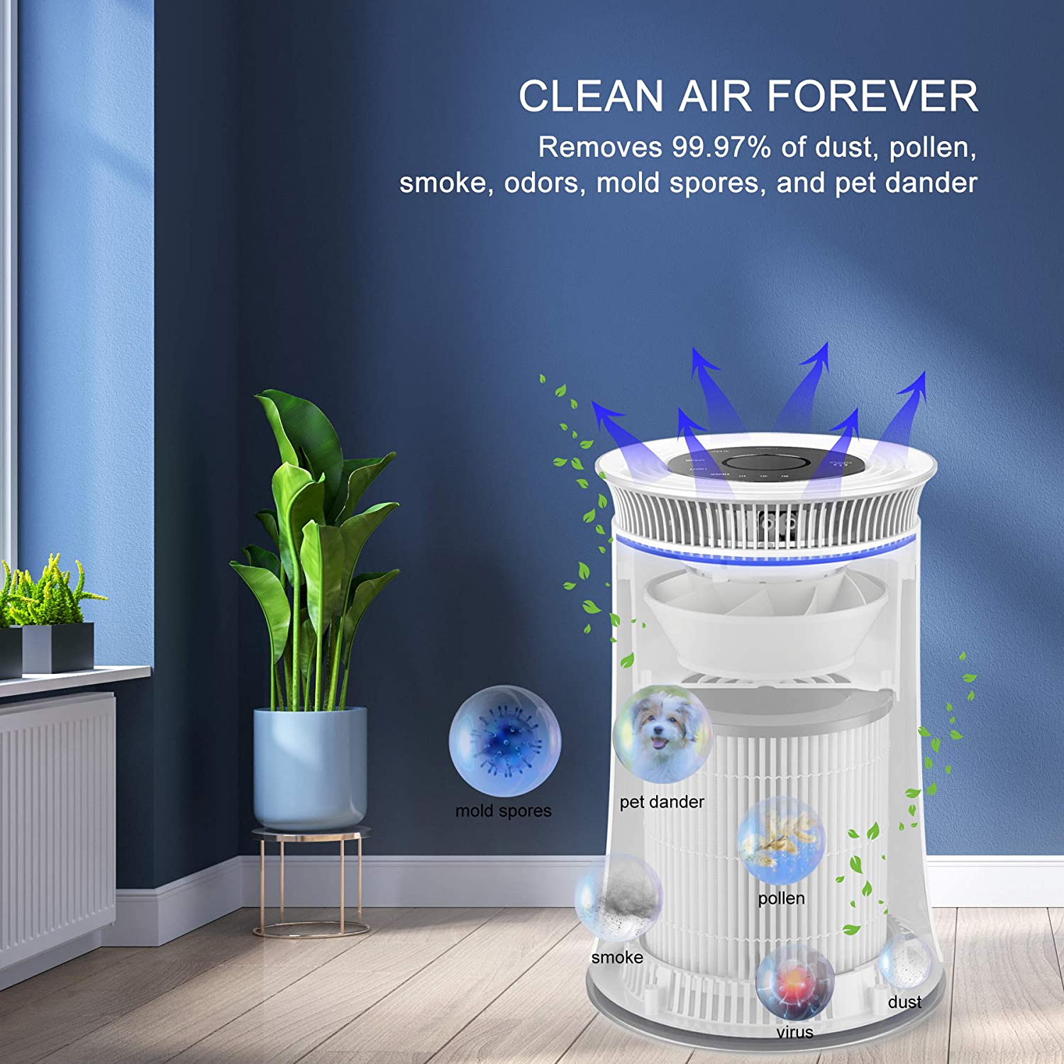 Commercial 24W PM2.5 Air Filter Customized Office Desktop Air Purifier