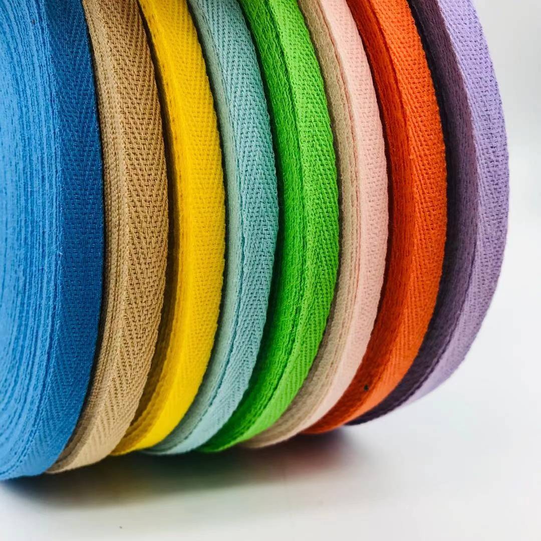 50 Yards /Roll Herringbone Cotton Tape Ribbons 10mm Wide Flat Cotton Herringbone Cords for Knit Sewing
