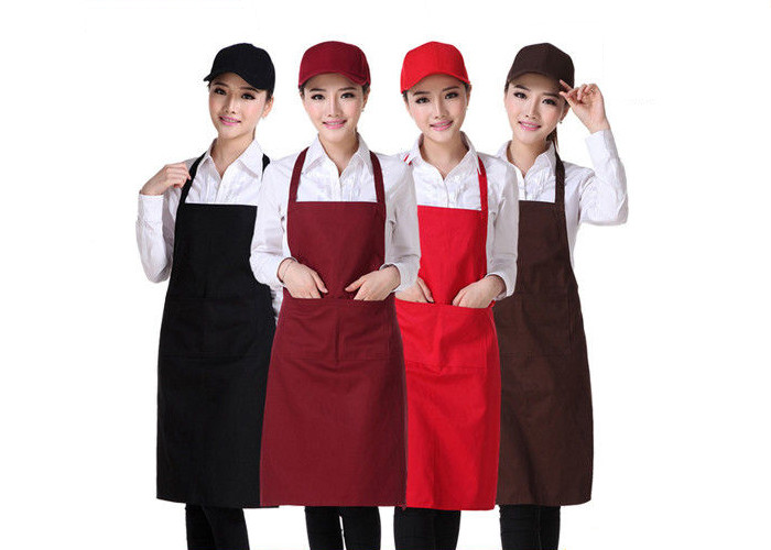 Portable Chef Kitchen Aprons Pure Color Three - Dimensional Double Pocket Design