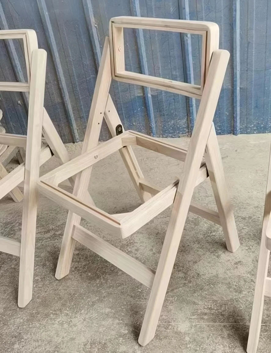 Restaurant Folding Outdoor Wicker Dining Chairs Wooden Frame Rattan Side Chair