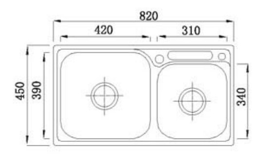 SS 304 Top Mount Stainless Steel Sink , Double Bowl Kitchen Sinks CE/UPC Certified