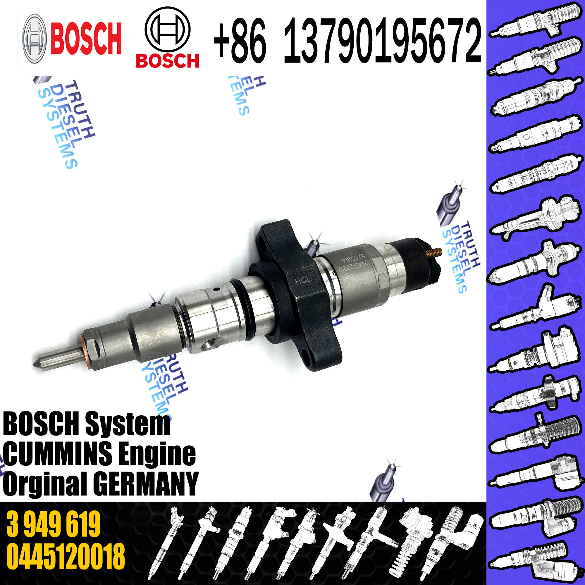 0445120018 0 Fuel Injectors For Sale 445 120 018 for 394 7550 And 3 949 619 Diesel Engine