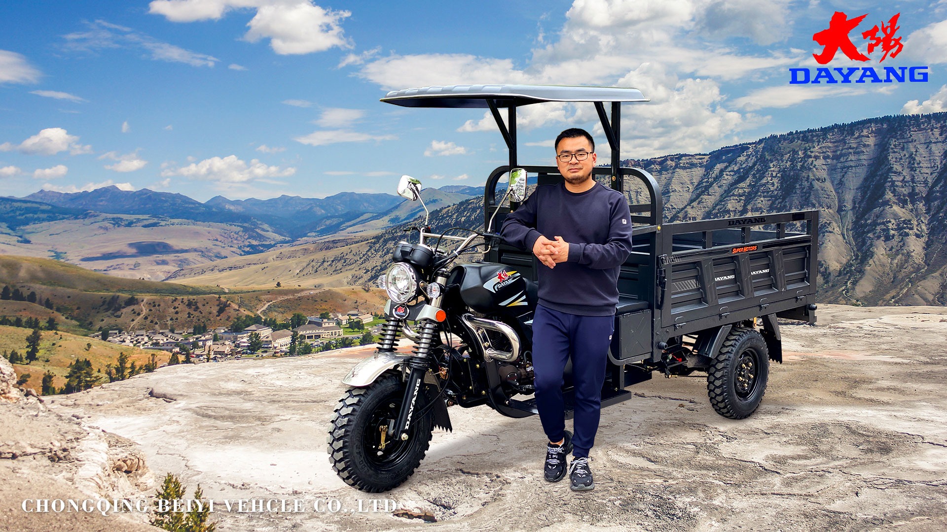 DAYANG Prince Grey Motorized Tricycles with 200CC Engine and 1000kg Loading Capacity