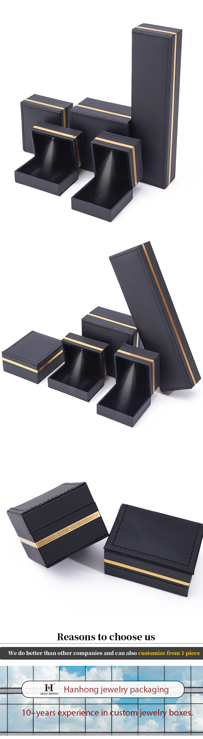 Black Jewelry Box LED Light for Bracelet Deluxe with Customized Size and Newest Style