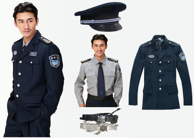 Single Breasted Security Guard Uniform , Long Sleeve Black Security Jacket For Men