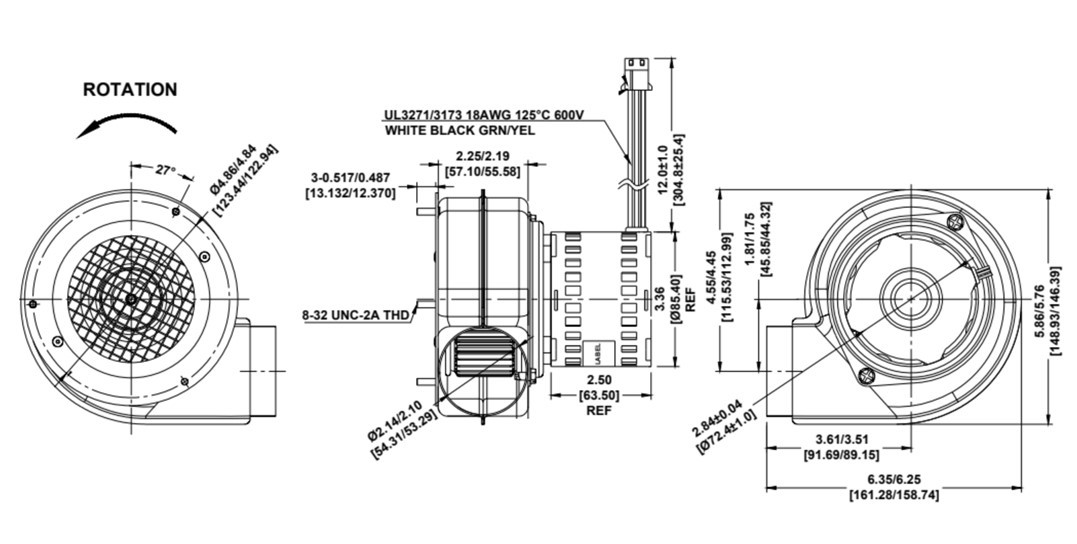 56.7W 0.75A Convection Blower Fan Motor Replacement For High Temperature Oven