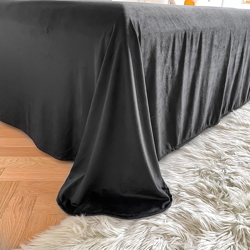 Warm Mink Velvet Crystal Bedding Solid Duvet Cover Set for Winter Dazzling Black Color