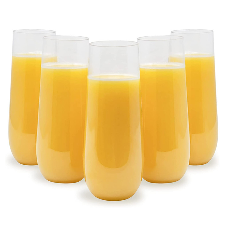 Unbreakable Tritan Stemless Champagne Flutes Bar Plastic Champagne Fluted Glassware