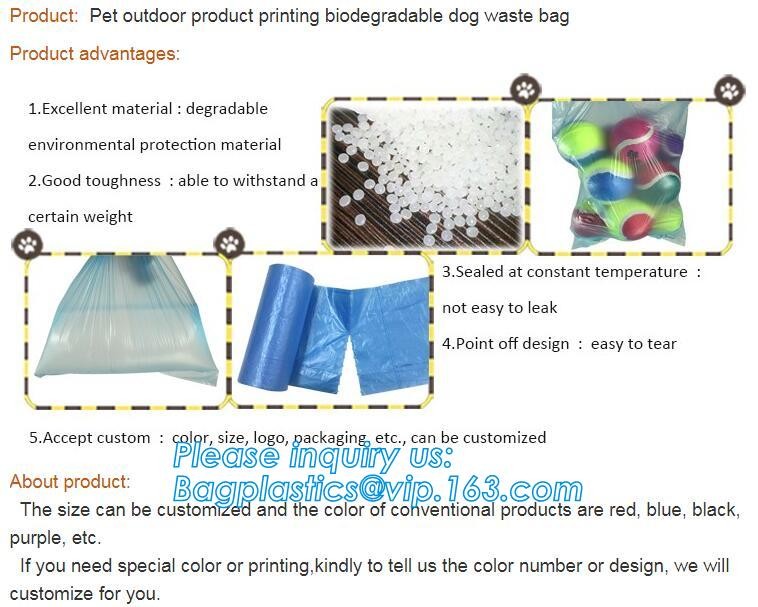High Quality Eco-friendly Degradable Fashion With Printing Doggy Pet Dog Waste Poop Bags, Eco friendly pet dog waste poo
