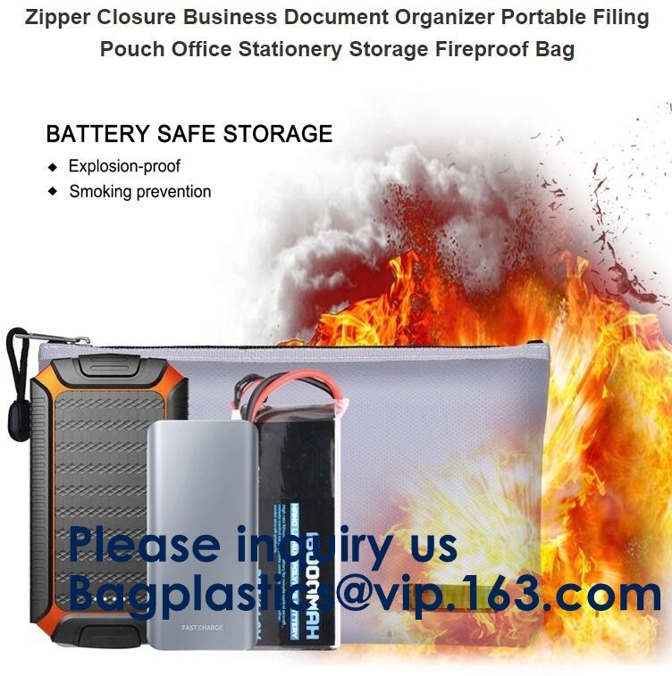 Fiberglass Waterproof Durable,Fire Resistant Document bag Fire Proof Bag,Non-itchy Fiberglass Fireproof Water Resistant