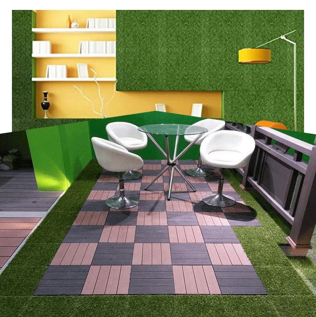 Interlocking Faux Grass Tiles for Artificial Grass Turf Size 300x300x22/25mm Drainage