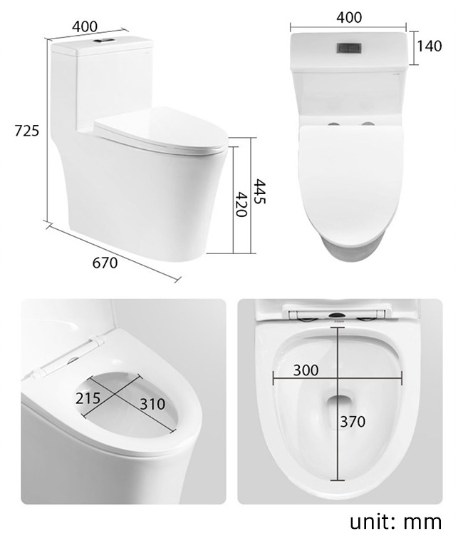 One Piece Bathroom Ceramic Toilet 4.2 / 6L Dual Siphon Flushing Floor Mounted