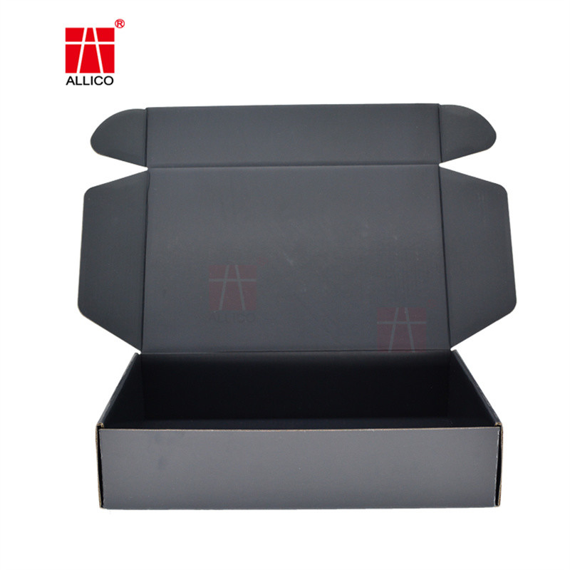 Black Simple Folding Corrugated Paper Mailer Box Packaging Case