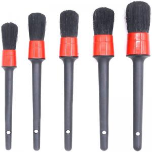 China Boar Bristles Interior Car Detailing Brush Pack 5pcs For Leather Cleaning on sale