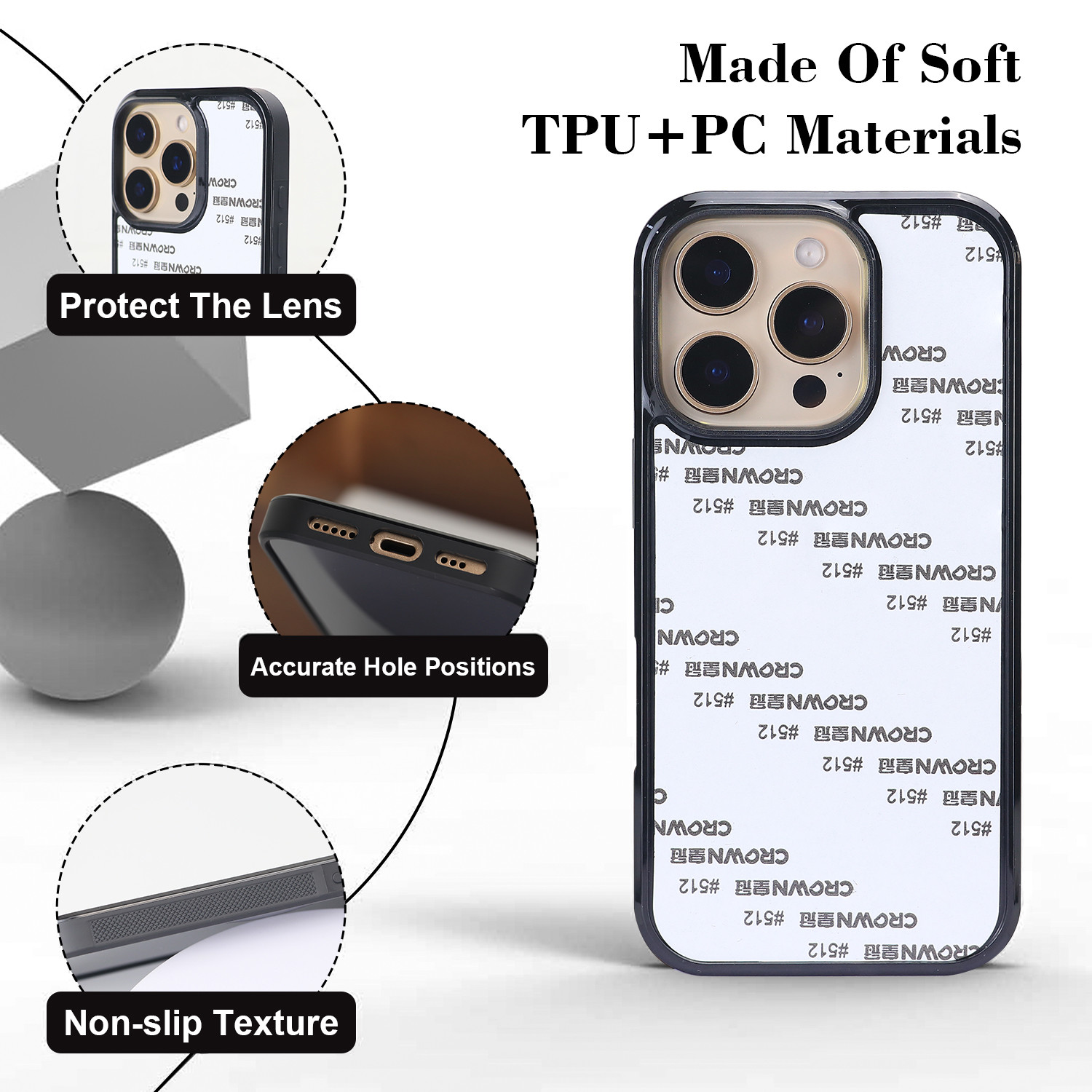 TPU Black Shockproof Sublimation Phone Case For Sumsung S24 Ultra
