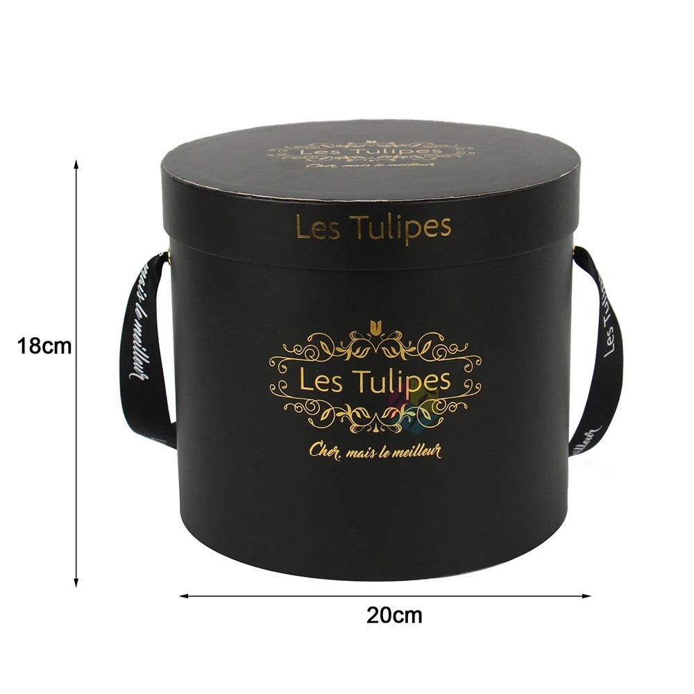 Round design luxury cardboard paper flower hat gift box for roses packaging with custom logo
