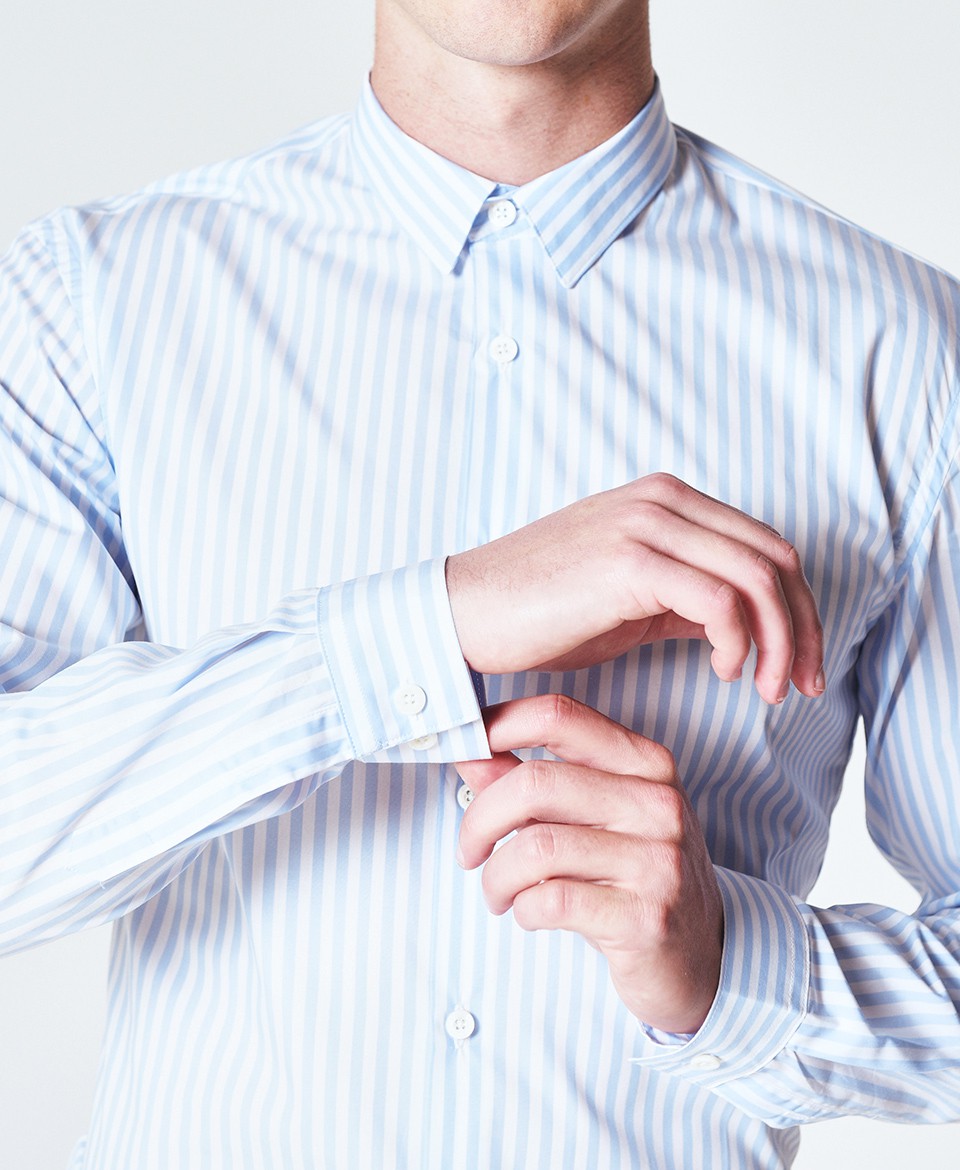 Striped Mens Long Sleeve Button Down Dress Shirts Wrinkle Resistant For Office Work