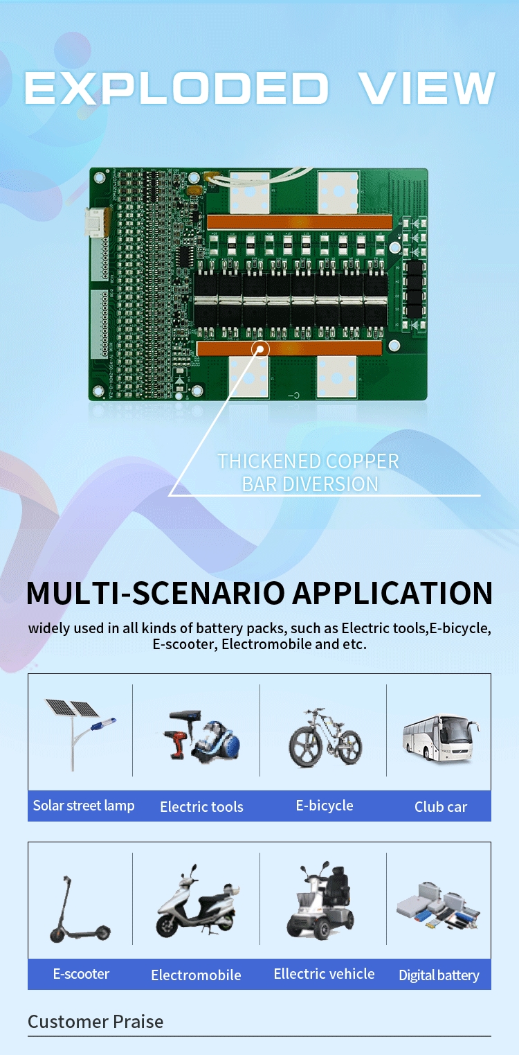 KLS 48v Lithium Ion Battery Bms 14.6v 4~24s 200a Bms With The Balance Function Different Charge And Discharge Port