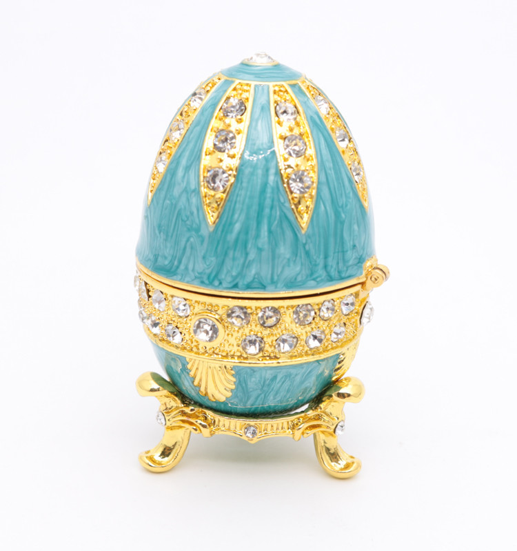 Russian Faberge Easter Egg Vintage Style Easter Egg Box Egg with Rich Enamel Sparkling Rhinestone Jewelry Trinket Box