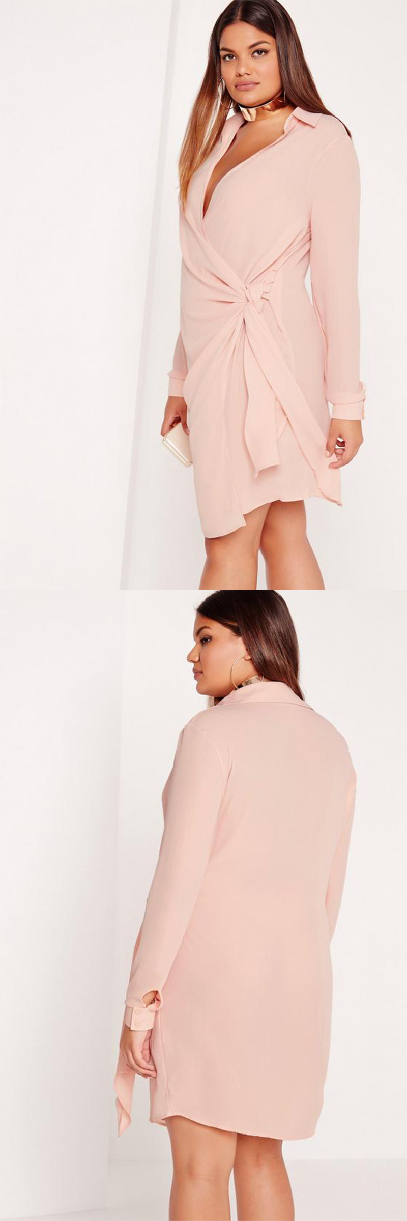 New Design Nude Plus Size Shirts & Blouses Sexy Cross Dress
