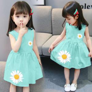 China Breathable Fabrics Sleeveless A-Line Fabrics Girls Daisy Dresses on sale