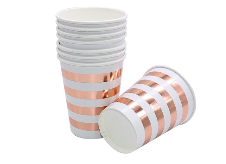 Pink Disposable Party Supplies Striped Assorted Designs Home Decoration Tableware