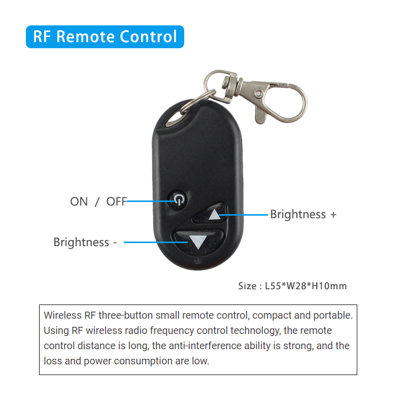 5050 LED Single Color Dimmer 12v 24v , 3 Keys Wireless LED Remote Dimmer Switch
