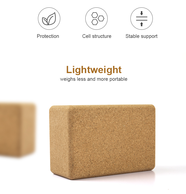 750g 3x6x9 Inch Cork Yoga Brick Non Toxic Cork Block Fitness Workout Tools