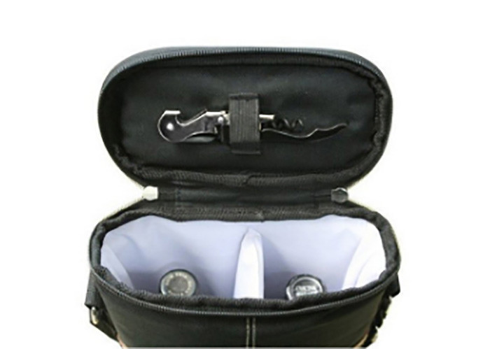 Custom Black Carry 2 Bottle Packing Polyester Thermal Collapsible Wine Bottle Carrier Cooler Bag With Dividers