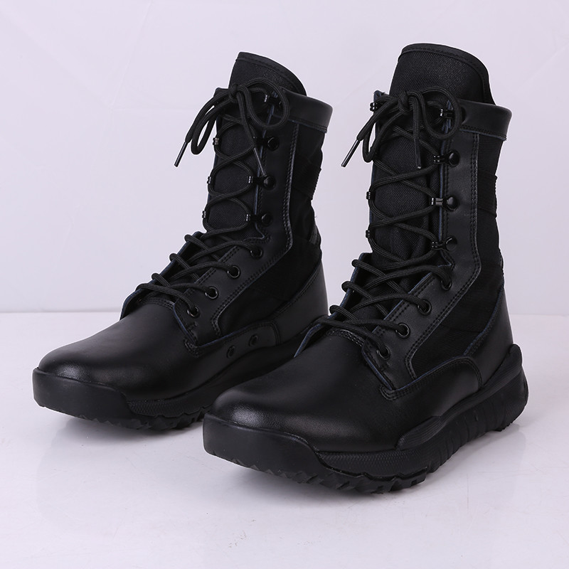 New Version Black Suede Tactical Boots With Zip On Tongue Fast Lacing System Combat Boots Light Weight Waterproof