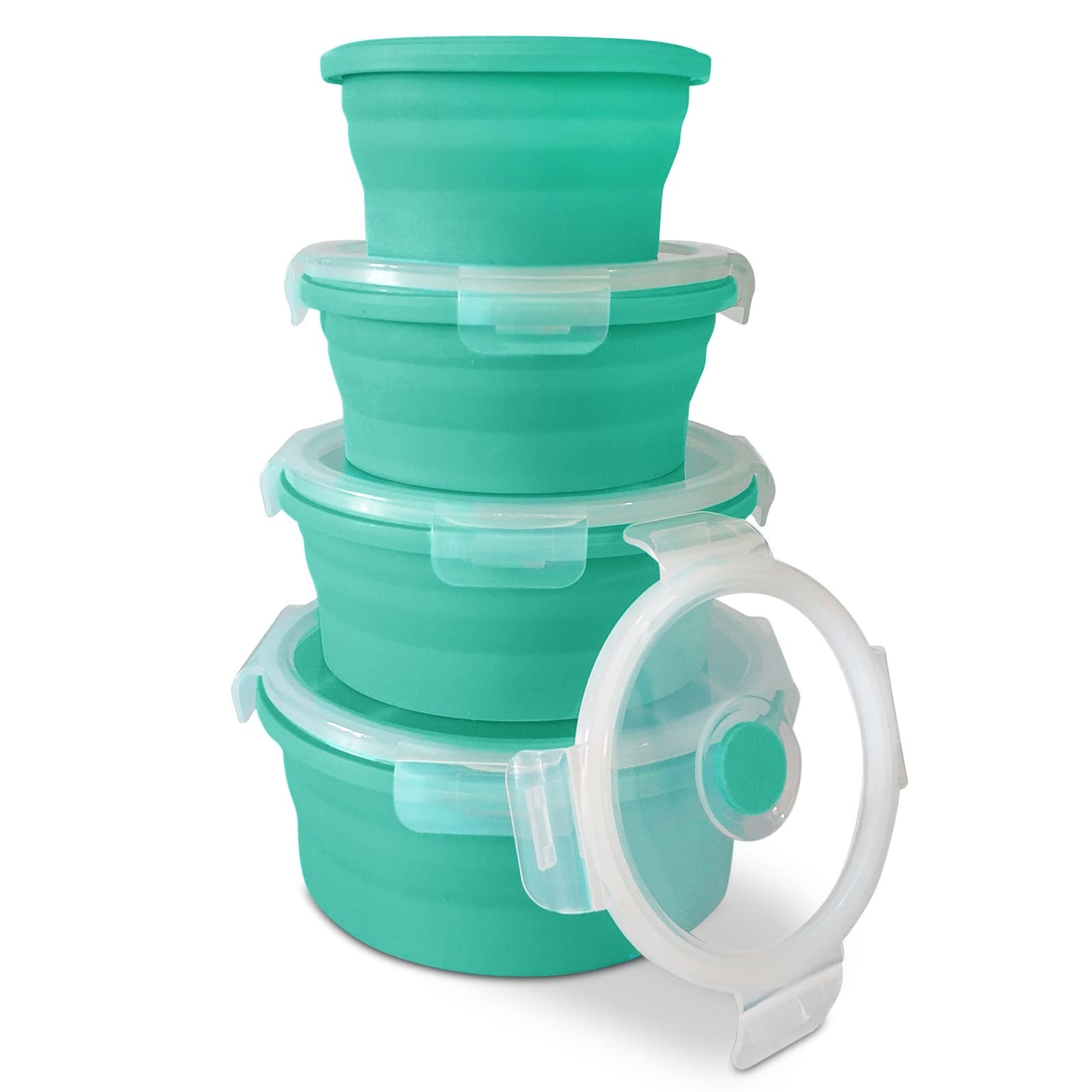 Collapsible Bowls For Camping Set Of 4 Silicone Food Storage Containers With Lids Silicone Lunch Box BPA Free Oven Safe