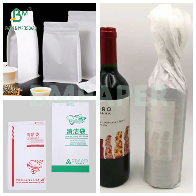 70g Semi Glossy Food Grade MG White Bleached Kraft Paper Roll 1100mm