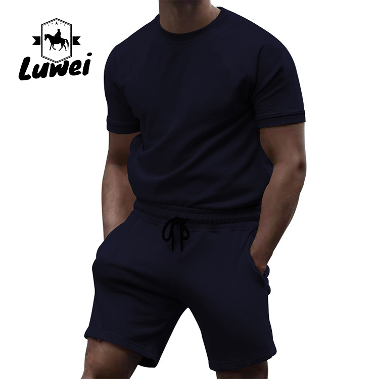 Cotton Jogging Men Sportswear Set Gym Tracksuit Drawstring 2 Piece Track Suit