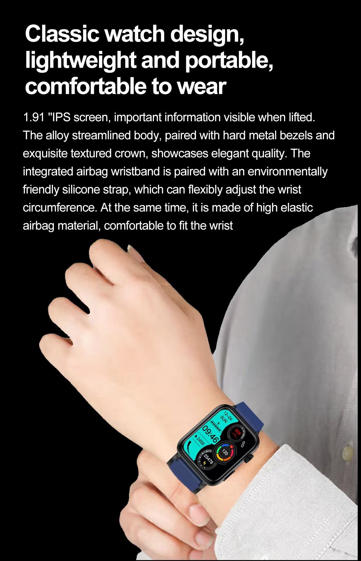TK63 1.91 Inch Smart Watch ECG And Blood Pressure Sugar Air Pump Type