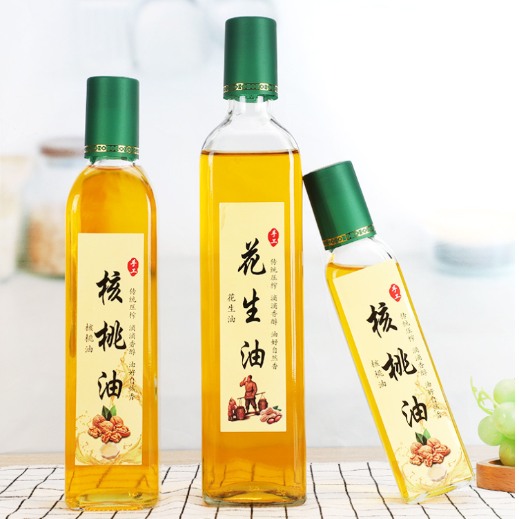 Clear High End Olive Oil Glass Bottle 500ml 330ml 250ml Sizes For Oil Packaging