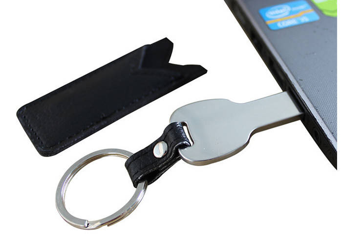 Fast Speed 8g Usb Memory Stick , Black Leather Usb Stick With Embossed Logo