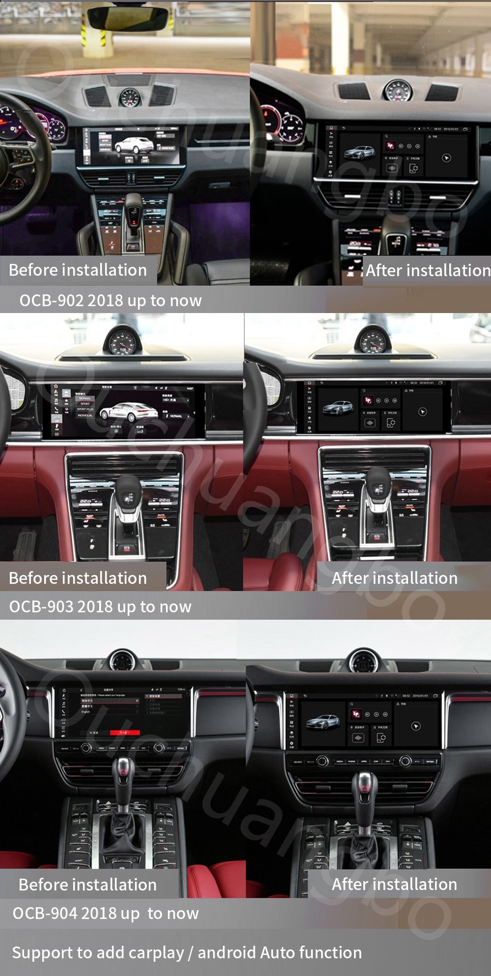 Ouchuangbo wholesale upgrade original car screen for 12.3 inch Porsche Cayenne 2018 android 9.0 OS 4GB+64GB