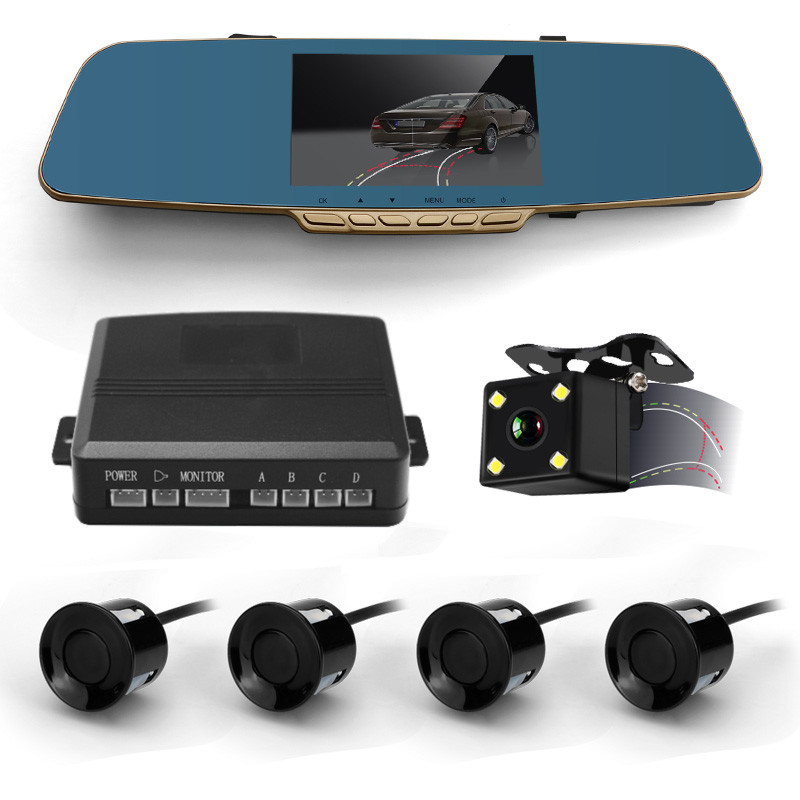 5" TFT LCD Screen Dual Record Parking Sensor DVR with Tracking Line and Voice Warning & Image Displaying 140 angle